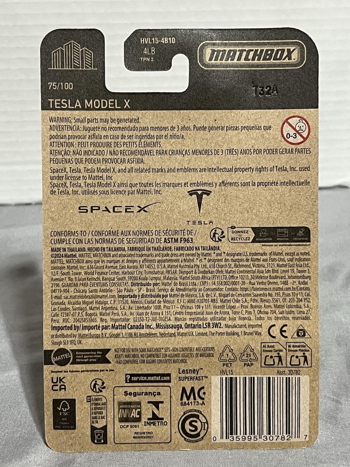 Matchbox Space X Tesla Model X #75 T32A Case L 2024 Black