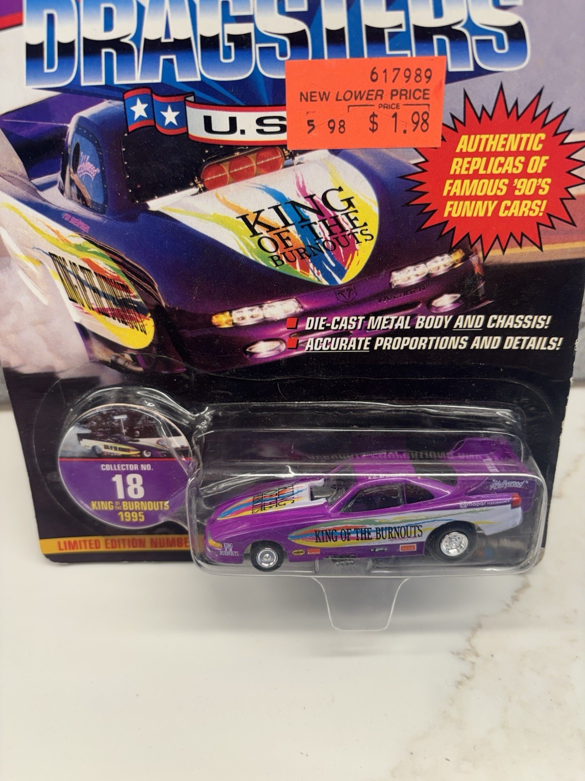 JOHNNY LIGHTNING DRAGSTERS USA #18 KING OF THE BURNOUTS 1995 Spurlock NHRA