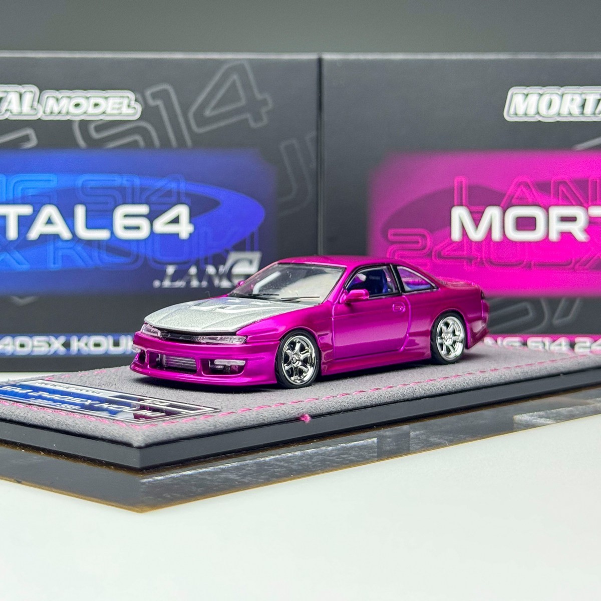 Mortal 1/64 Nissan Lang Silvia S14 240SX Kouki Pink Diecast Car Model
