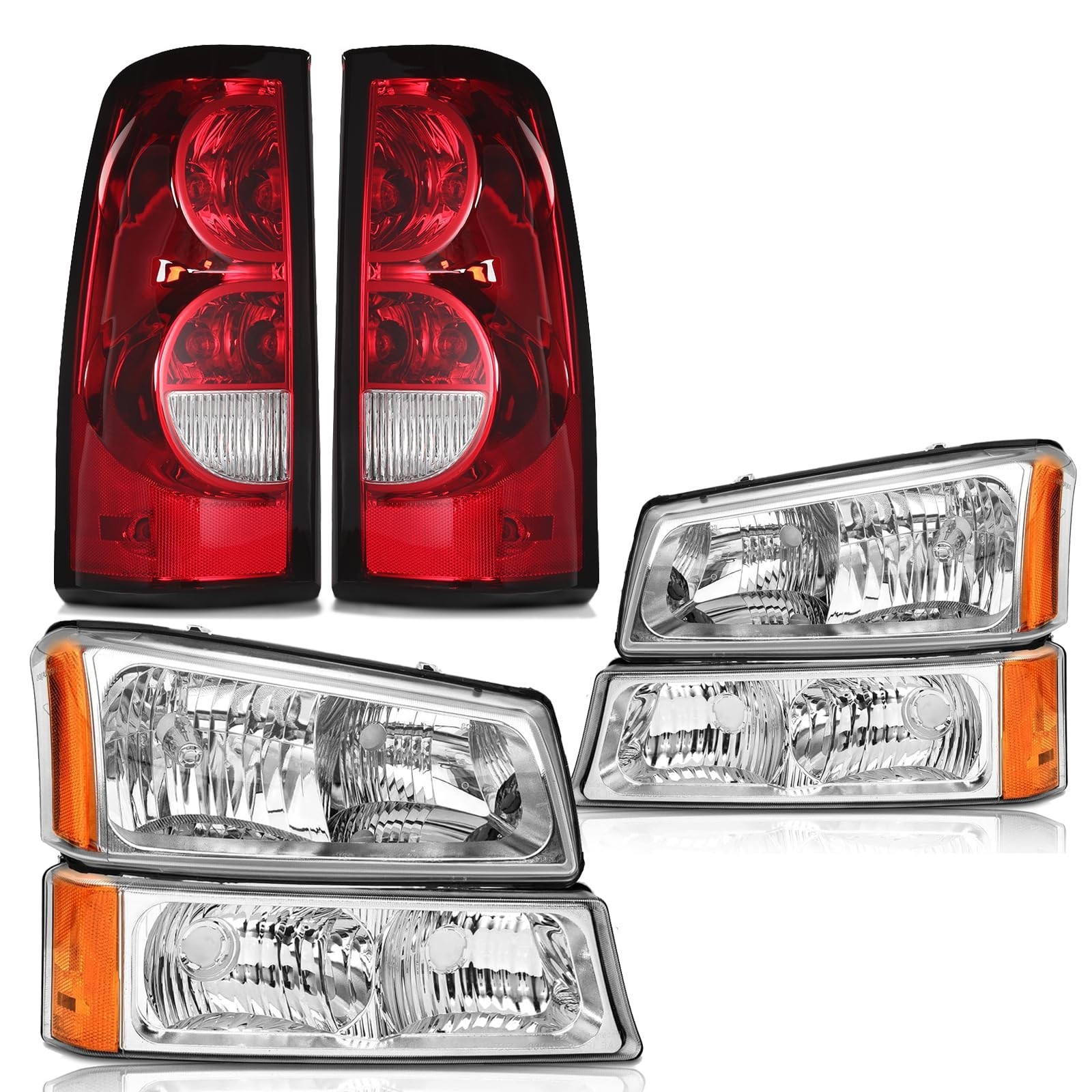 Headlights Tail Lights Assembly Combo Compatible 2003-2006 Chevy Silverado
