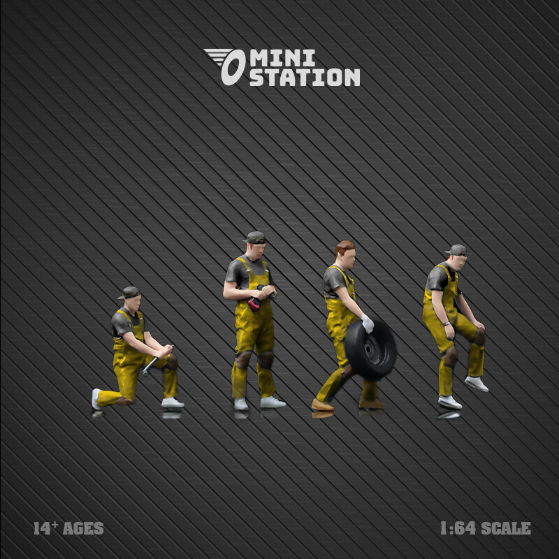 Mini Station 1:64 Mooneyes Targa/T1/trailer/Repair worker Model Car