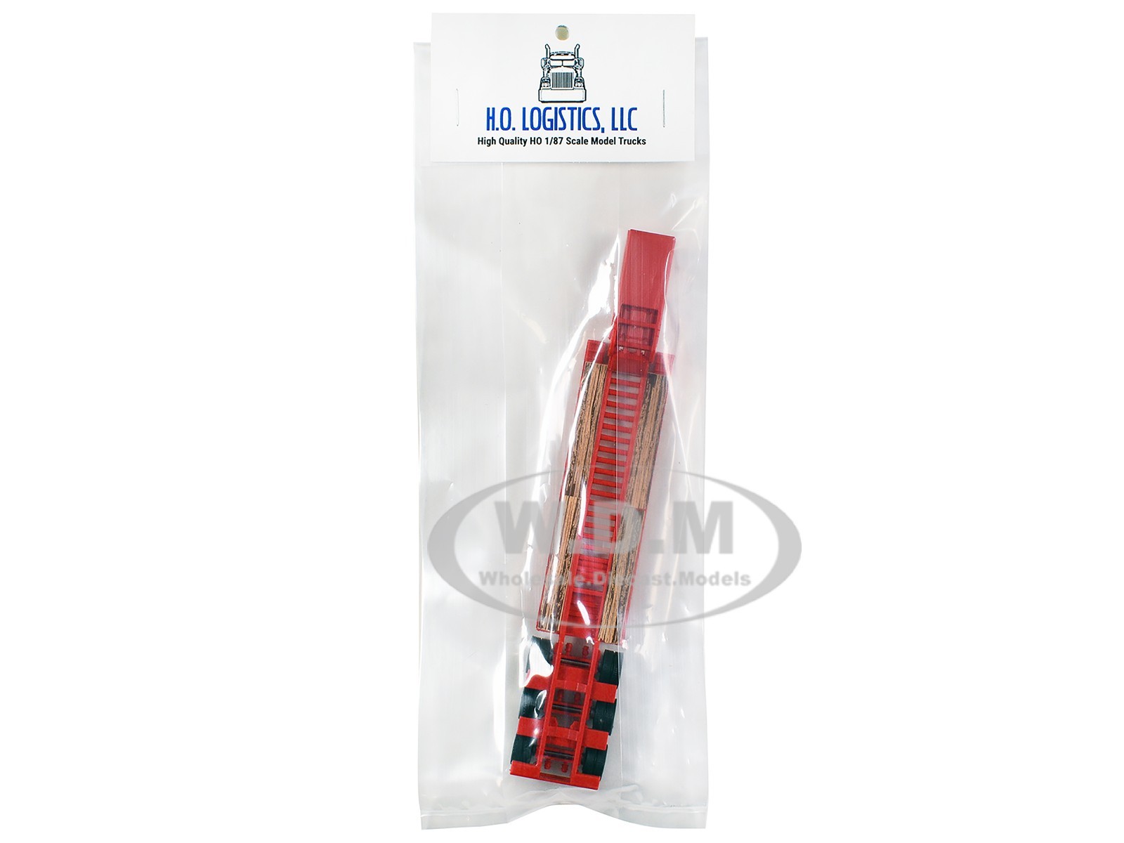LOW BOY FLATBED TRAILER RED 1/87 (HO) MODEL BY HO LOGISTICS HL-488