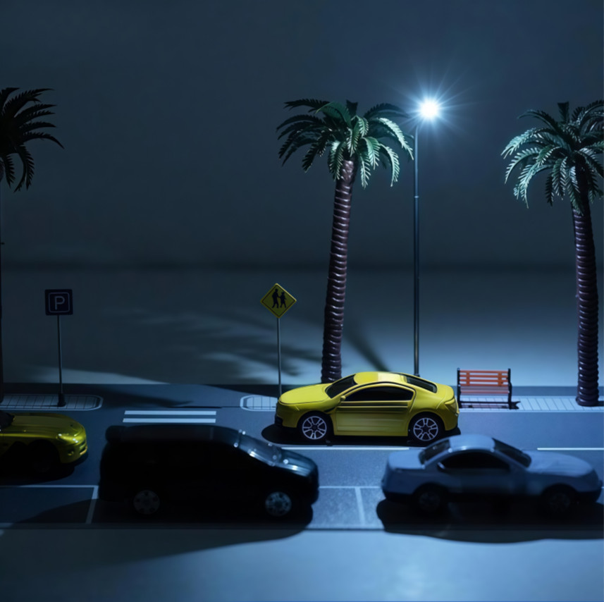 Diorama Car Parking Lot Model LED Lighting Street Road 1/64 Scene Display Model