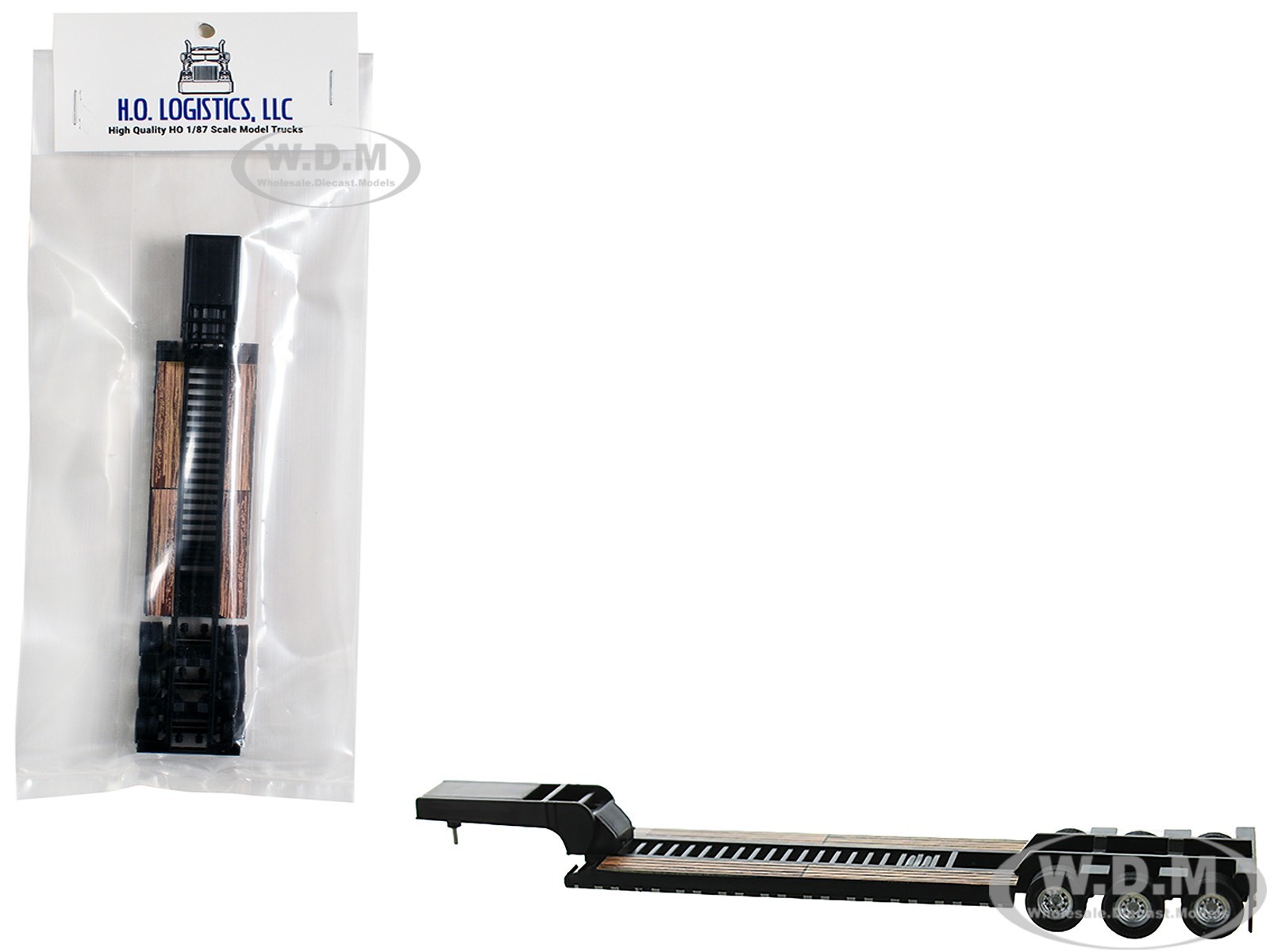 LOW BOY FLATBED TRAILER BLACK 1/87 (HO) MODEL BY HO LOGISTICS HL-489