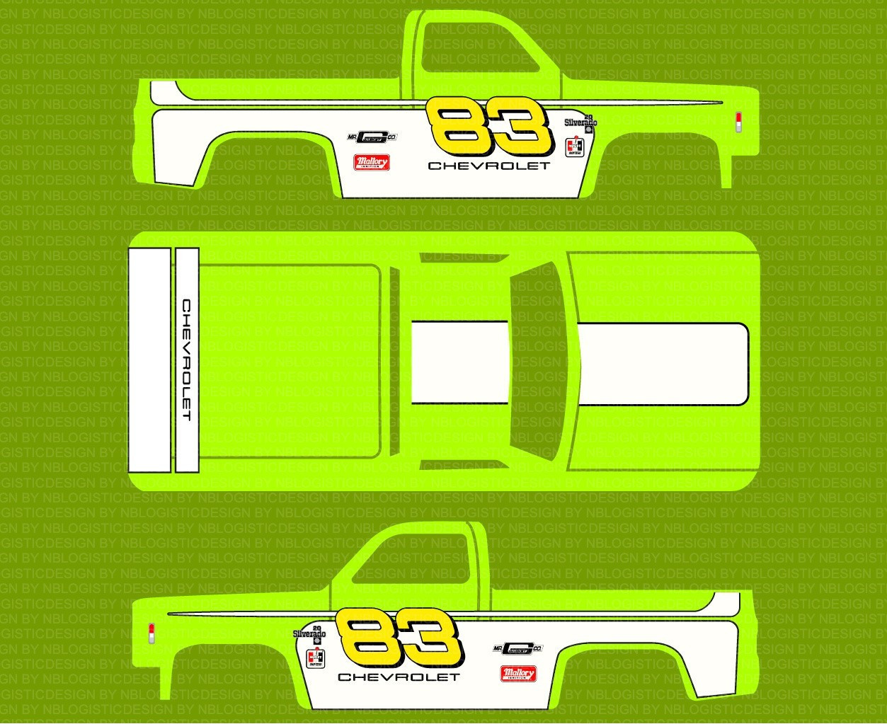 ’83 CHEVY SILVERADO Custom WaterSlide Decal for hot wheels 1/64 a1