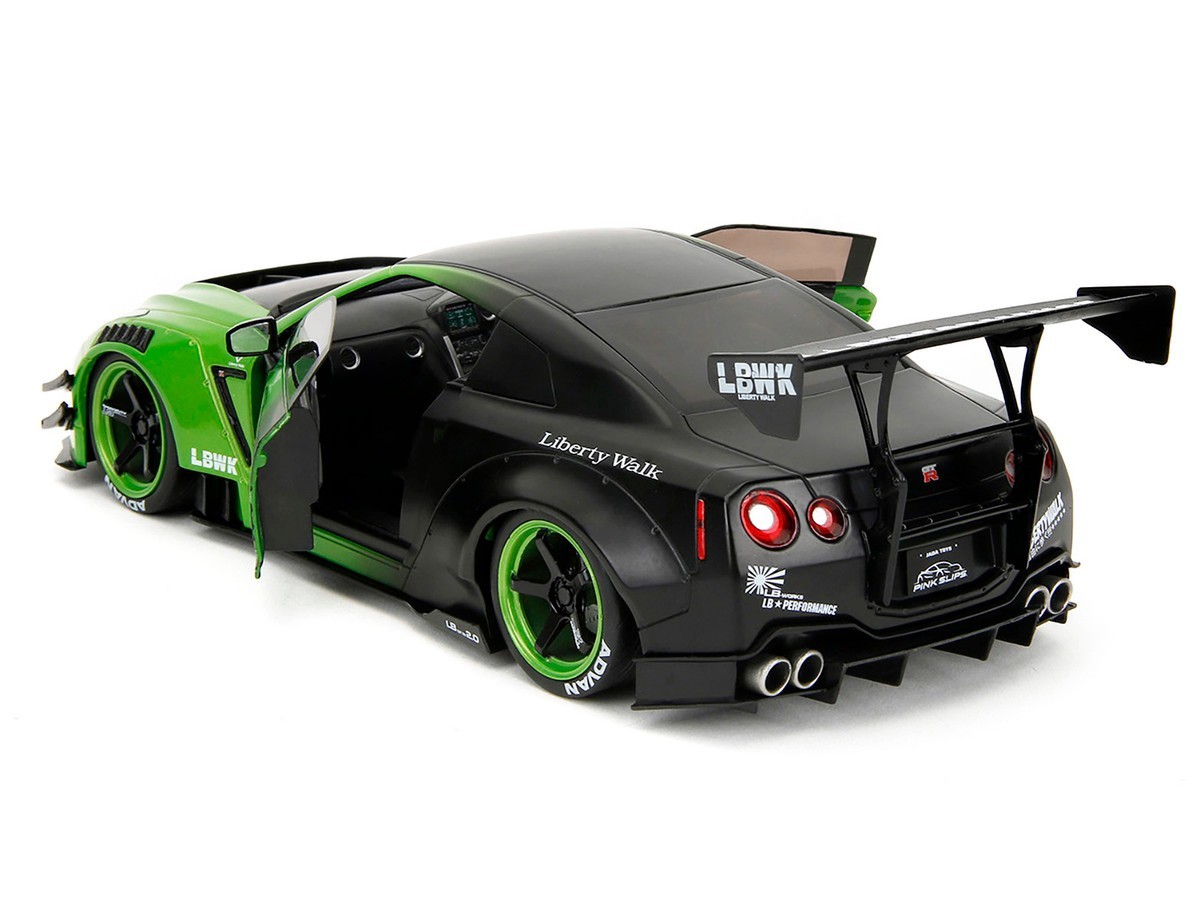 JADA PINK SLIPS NISSAN GT-R R35 LBWK LIBERTY WALK 1/18 GREEN / MATTE BLACK 35724