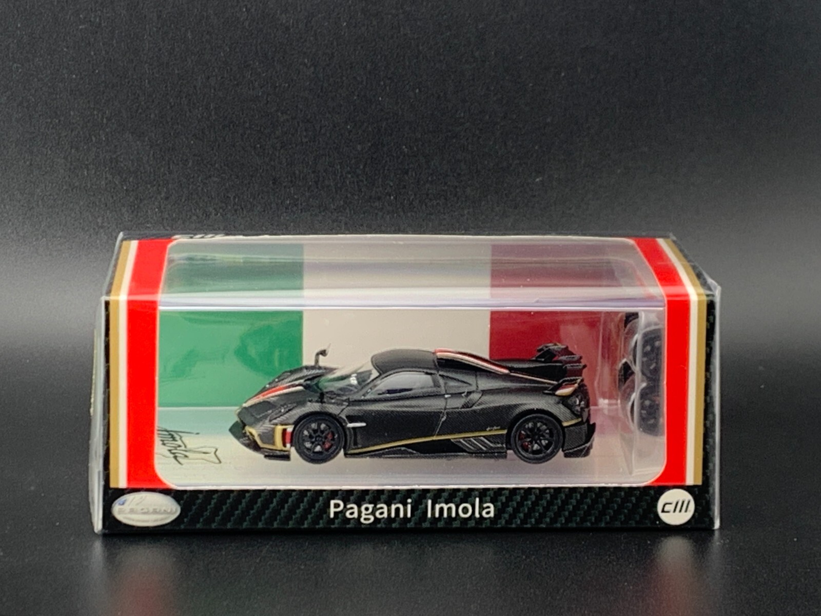 CM Model Pagani Imola Full Dry Carbon Black with Gold Trim 1/64