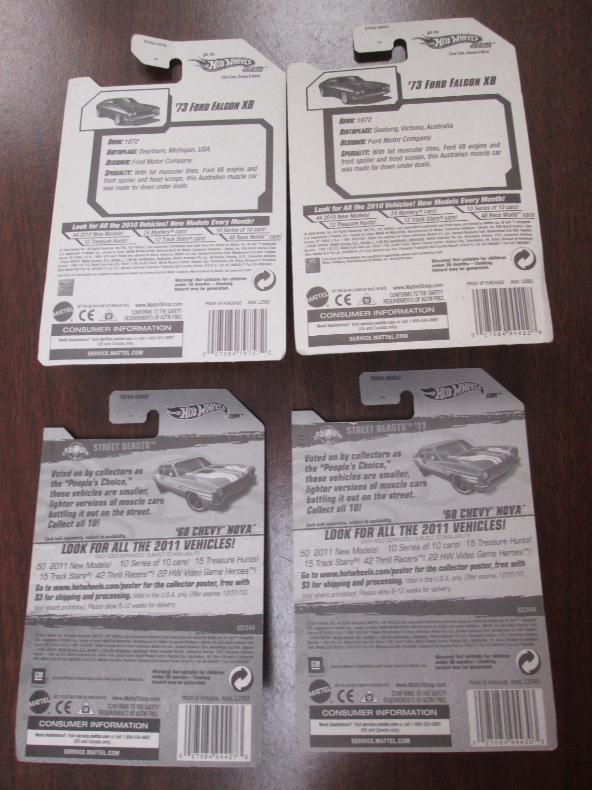 1973 Ford Falcon XB + ’68 Chevy Nova – 2010+2011 Hot Wheels Rare Lot Muscle Cars