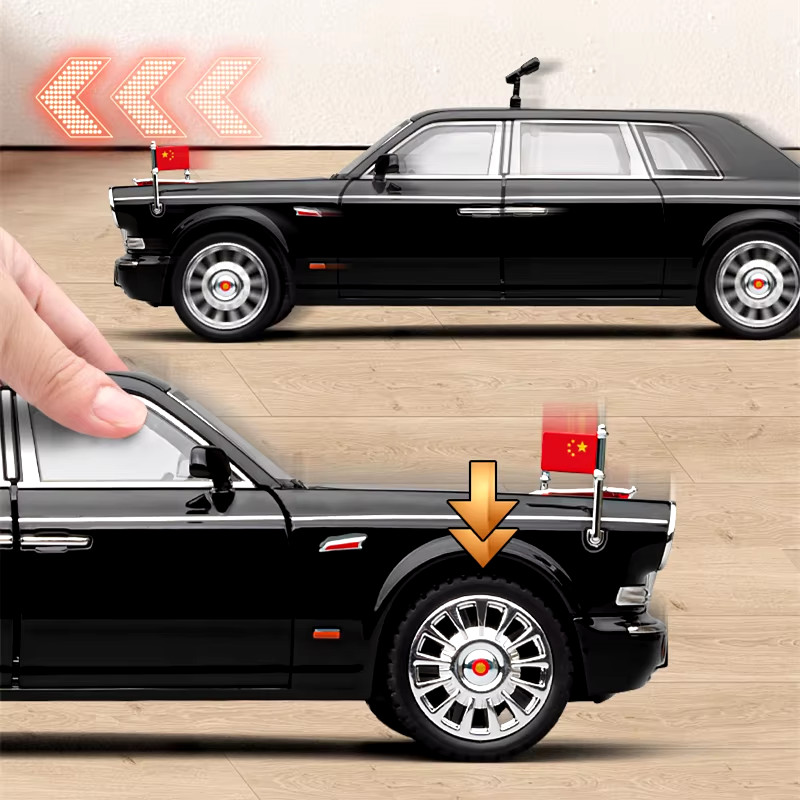 1/24 HONGQI L9 Alloy Limousine Luxy Car Model Diecasts Metal Classic Parade Vehi