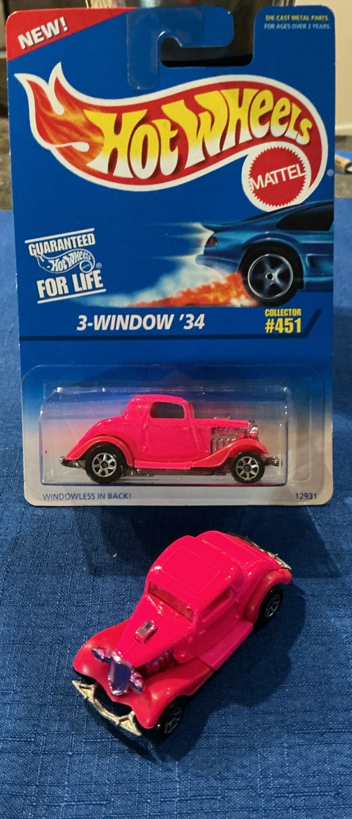 2 Vintage 1995 Hot Wheels Collectors #451 Pink 3-Window ‘34 Both New