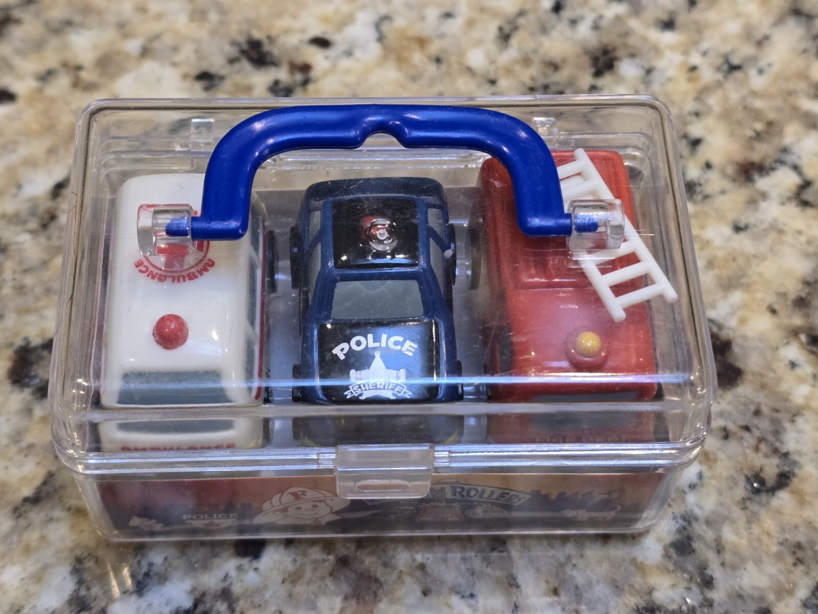 Rescue Rollers Cars Police Fire Ambulance Mini Cars in Protector Box NEW 2000’S