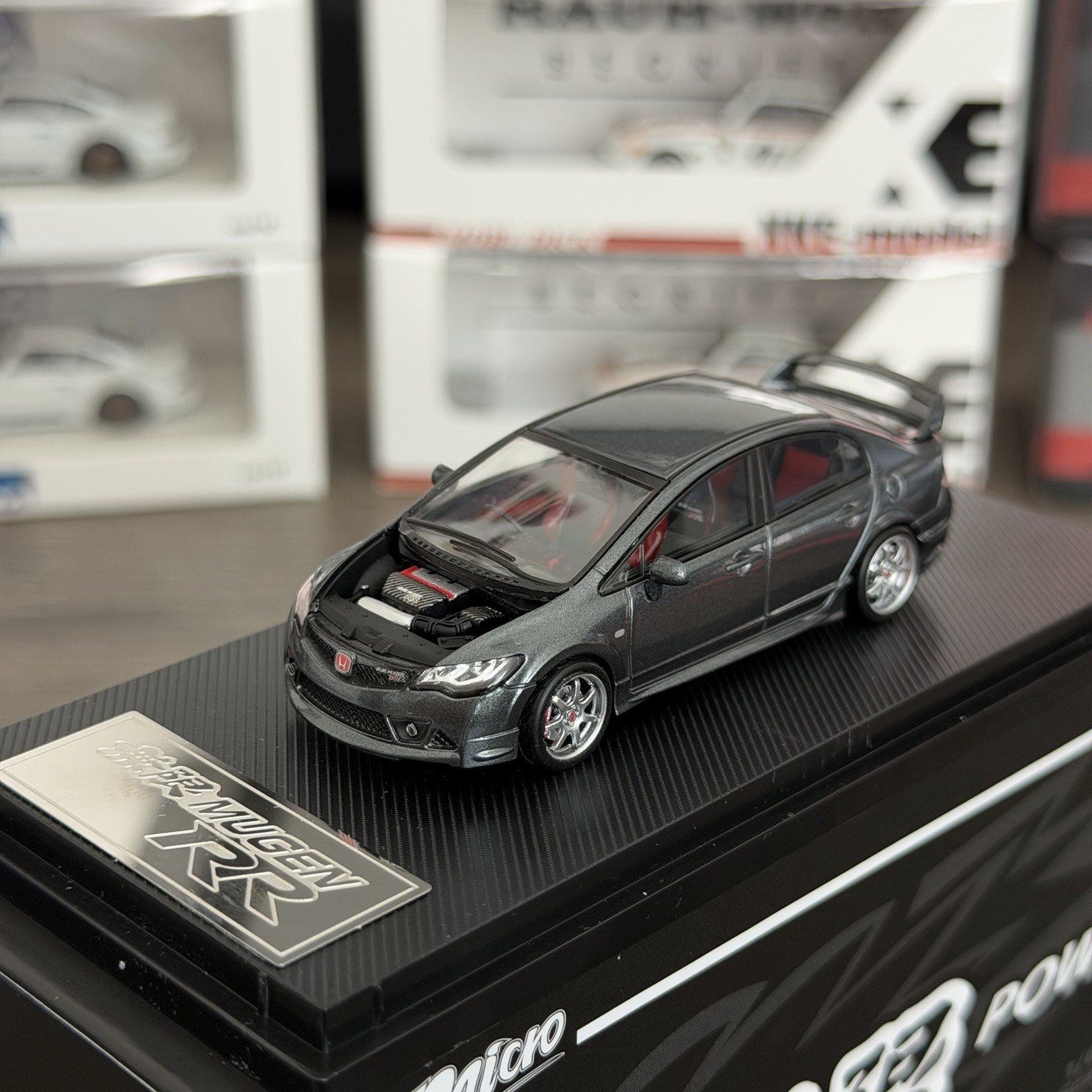 HONDA CIVIC FD2 MUGEN POWER HOOD COMES OFF 1/64 DIECAST CAR BY MICRO TURBO MT