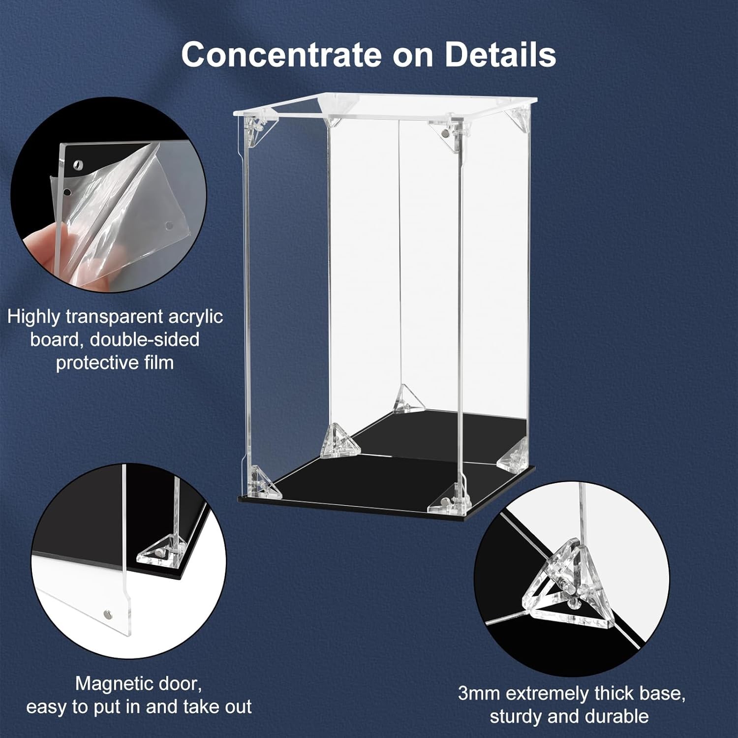 Acrylic Display Case for Collectibles Assemble Clear 8x8x10 Inch,