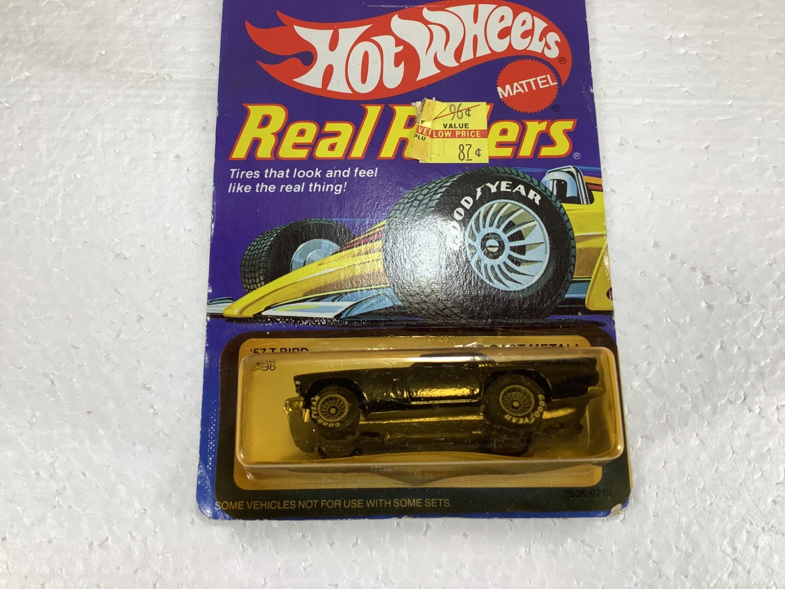 Vintage Hot Wheels 1983 Real Riders ’57 T-Bird Black Grey Hubs UnPUNCHED 2536