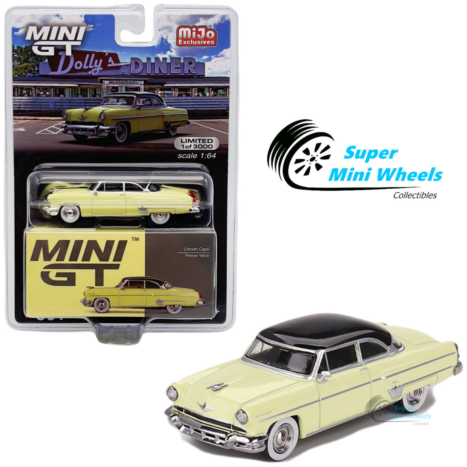Mini GT 1:64 Lincoln Capri 1954 Premier Yellow #561