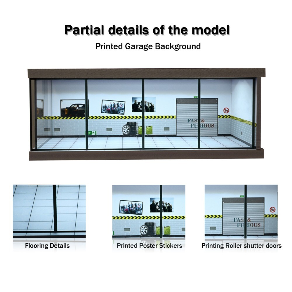 Diorama 1/64 Car Garage Model Lights City Car Showroom Scene Display Model Gifts