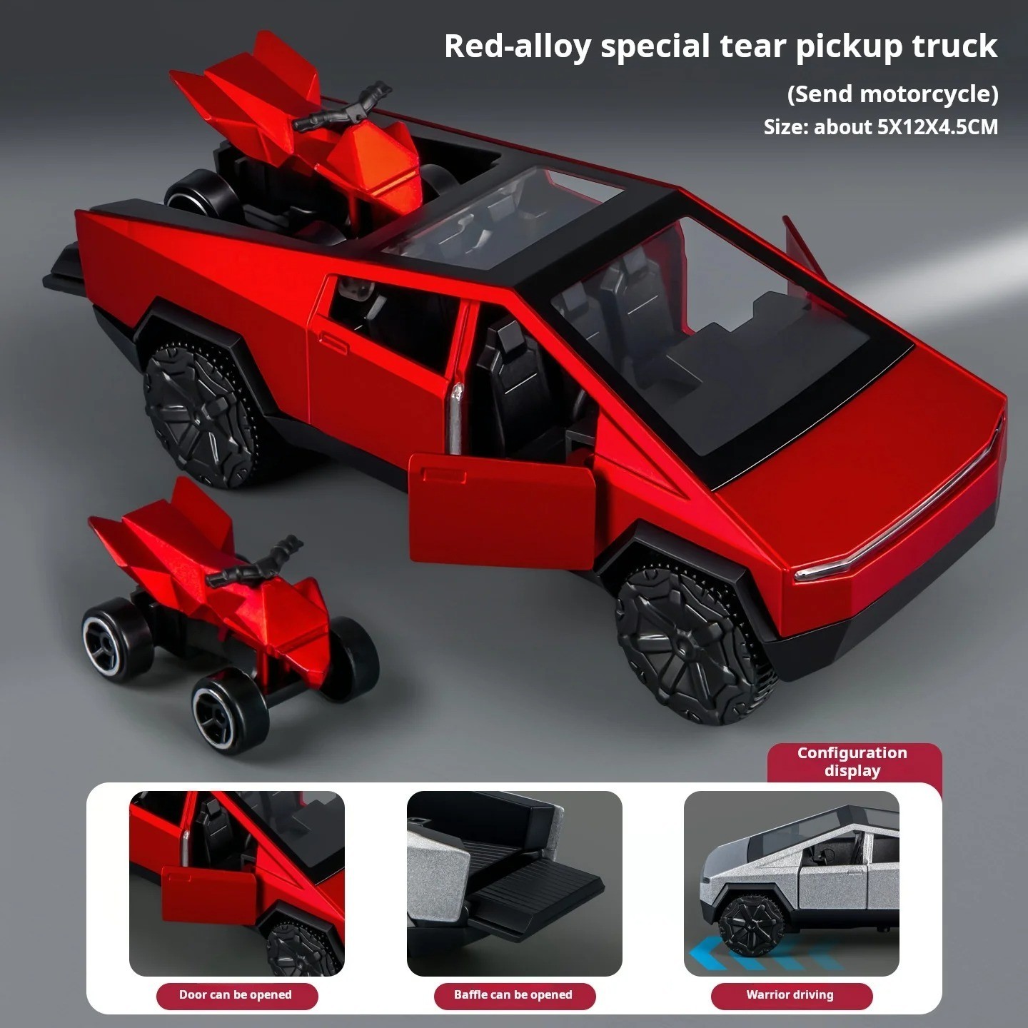 1:36 Cybertruck Toys Off Road Vehicle Die Cast Model Car Beach Motorcycle