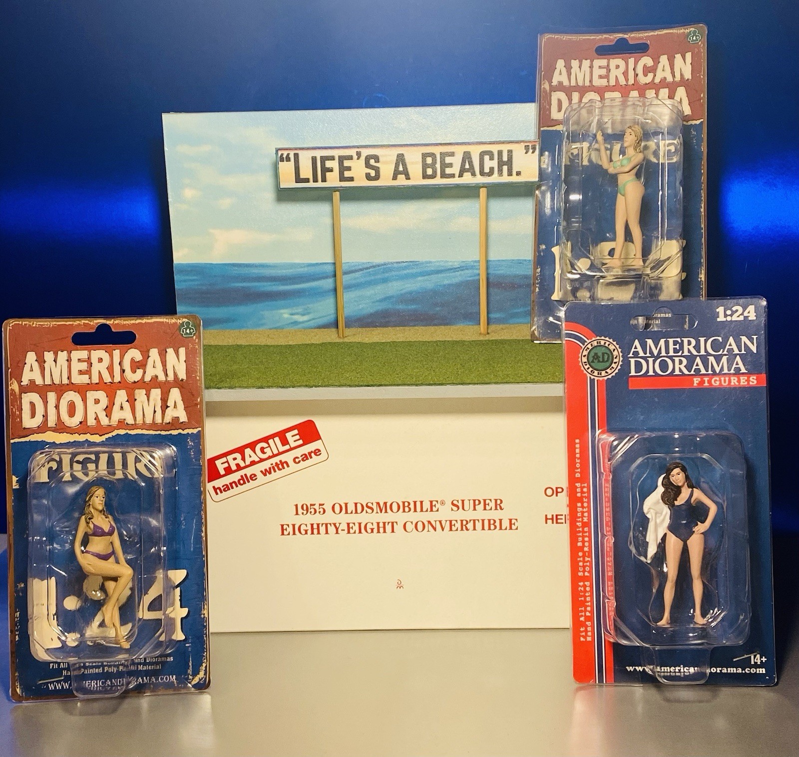 Danbury Mint 1955 Chevy Nomad / Boxed + Am. Diorama Surfer Jay & Bikini Girl Oct