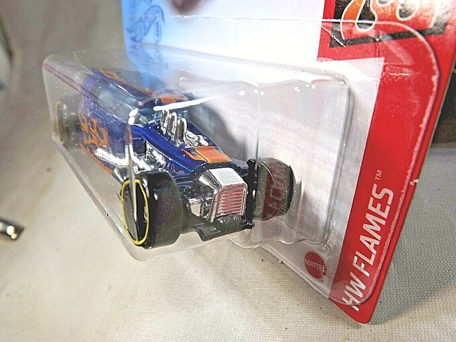 2021 Hot Wheels #189 HW Flames 1/5 MOD ROD Blue w/Black DD8 Spoke Yellow Rims