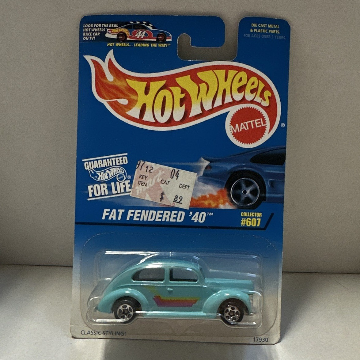Hot Wheels Fat Fendered ’40 Collector #607 1940 Light Blue 1:64 Diecast Unopened