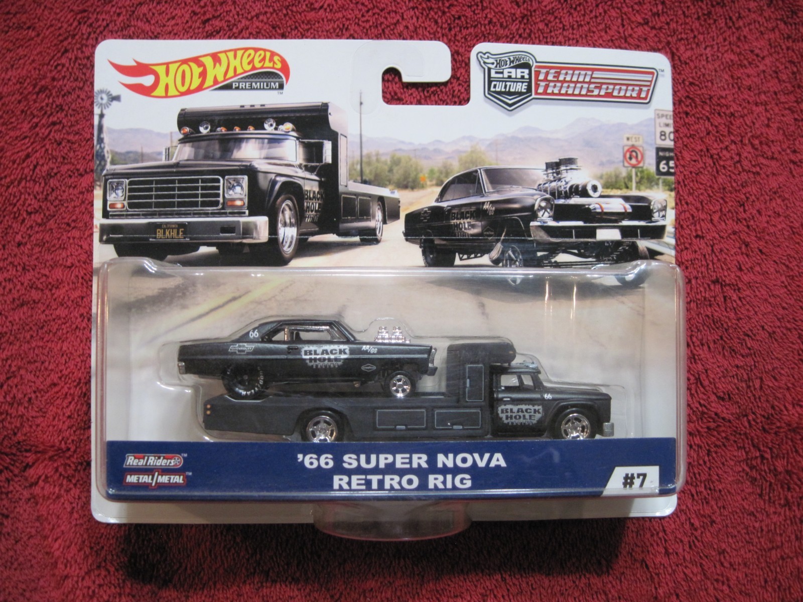 Hot Wheels Team Transport #7 66 Super Nova Retro Rig Drag Racing Team Black