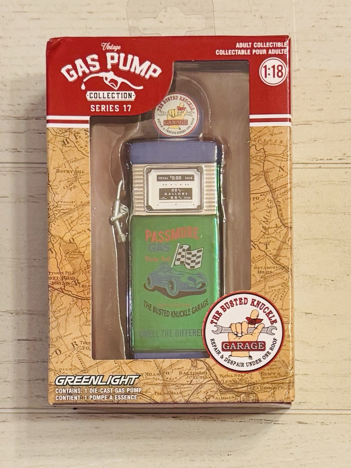 Greenlight Vintage Gas Pump Collection Series 17 PASSMORE RACING GASOLINE CHASE
