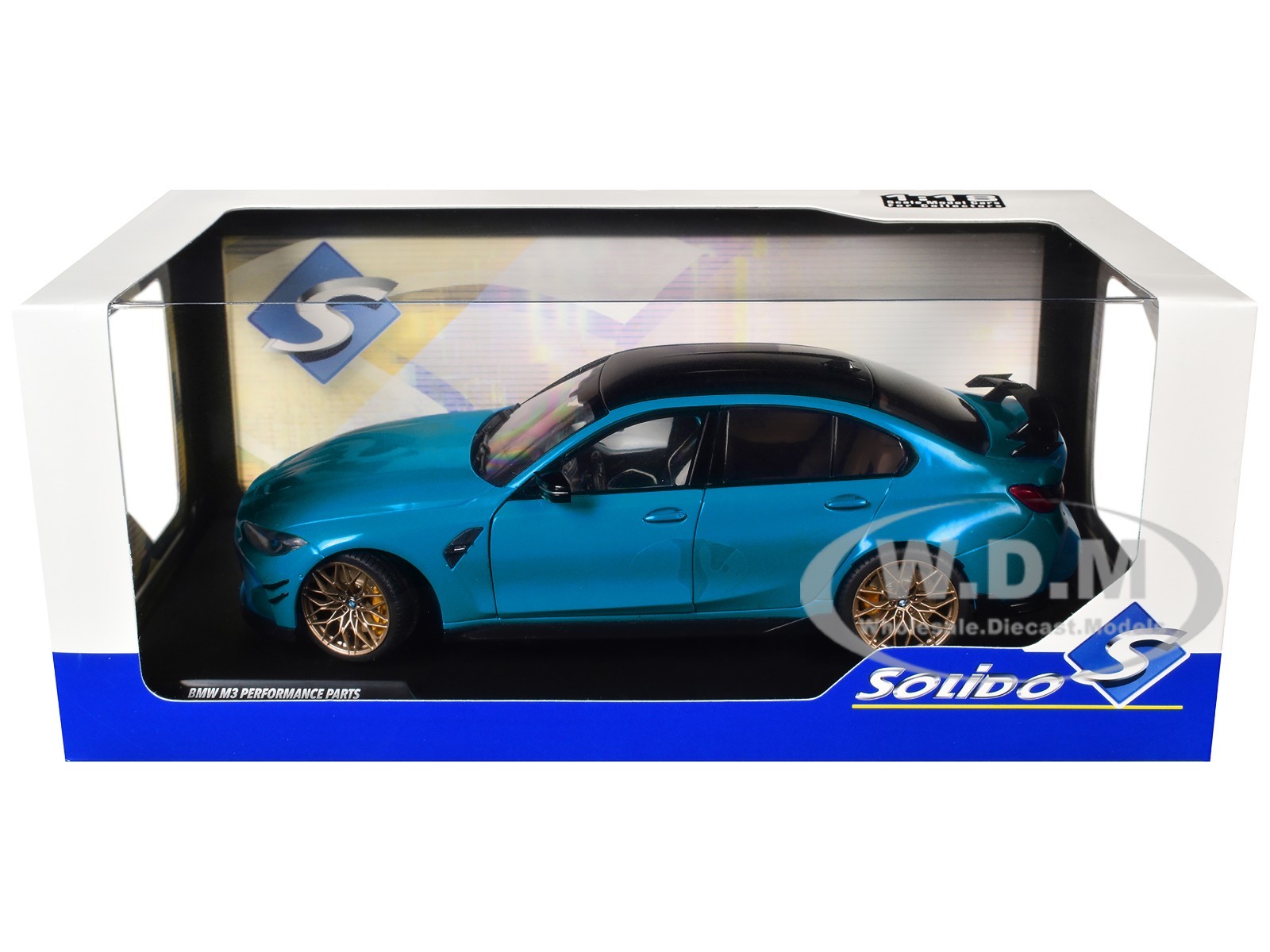 2024 BMW M3 COMPETITION DAYTONA BEACH BLUE 1/18 DIECAST MODEL BY SOLIDO S1814303