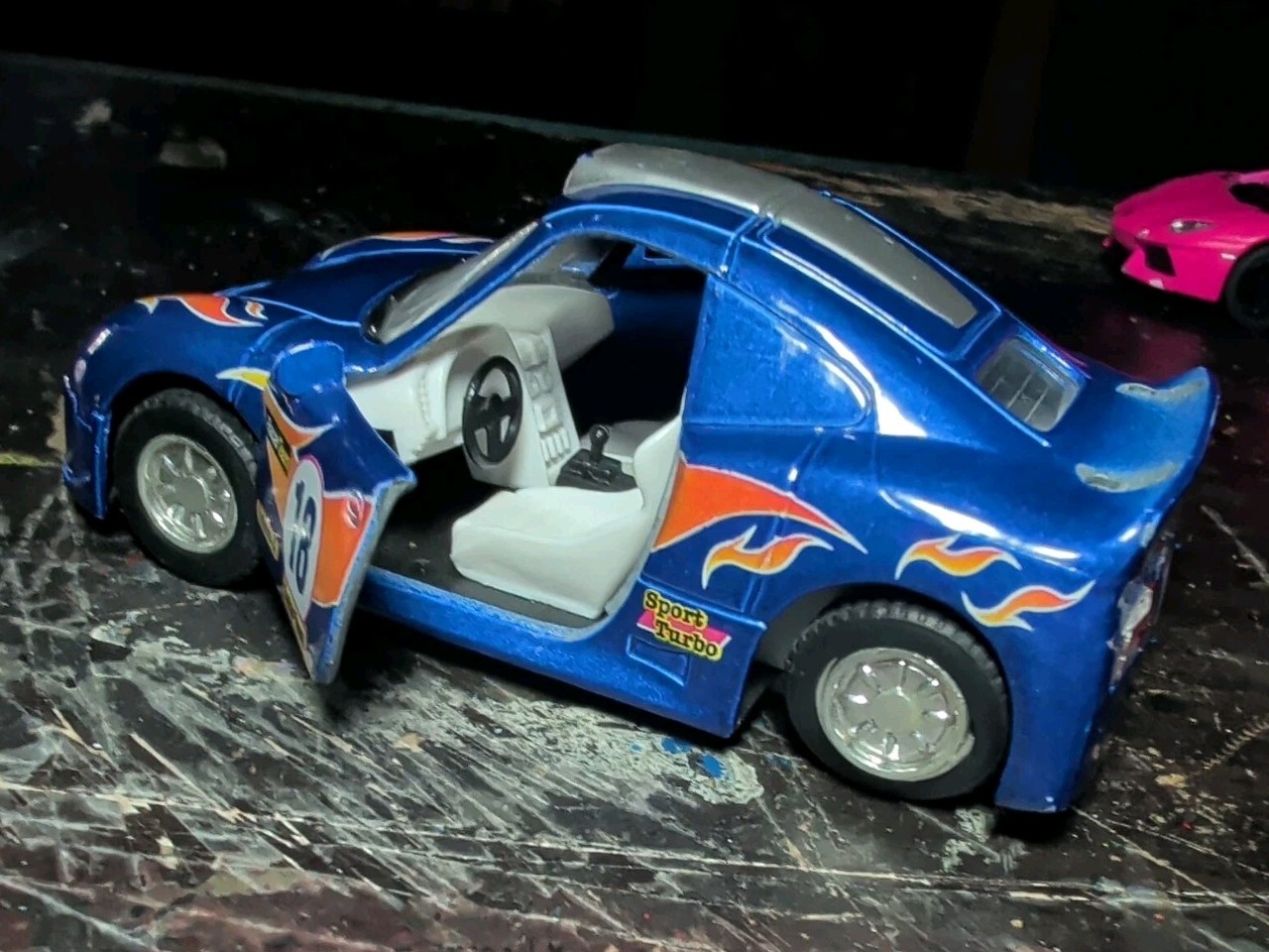 Lot Of 2 Kintoy Pullback Hot Pink Lamborghini & Blue Super Turbo Z