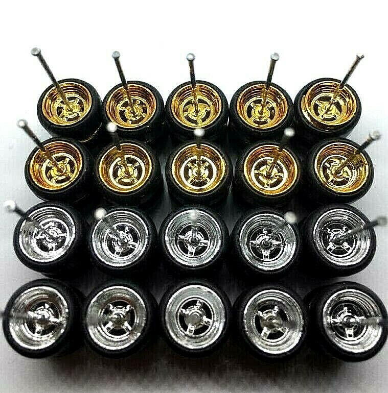4 Spoke Donuts Rubber Tire 10 set (Gold+Chrome) 10mm 1:64