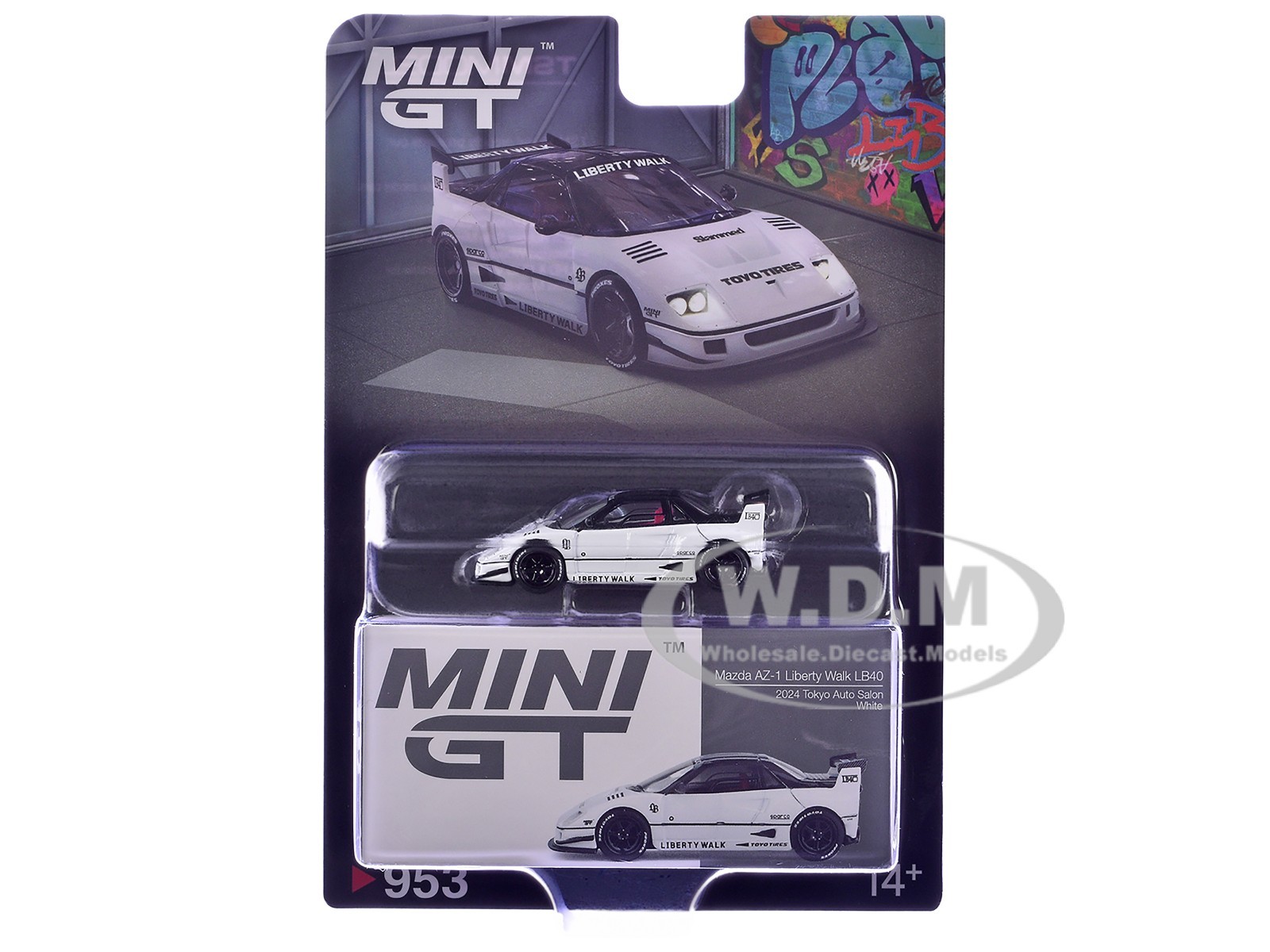 MAZDA AZ-1 LIBERTY WALK LB40 RHD WHITE “2024 TAS” 1/64 MODEL BY MINI GT MGT00953
