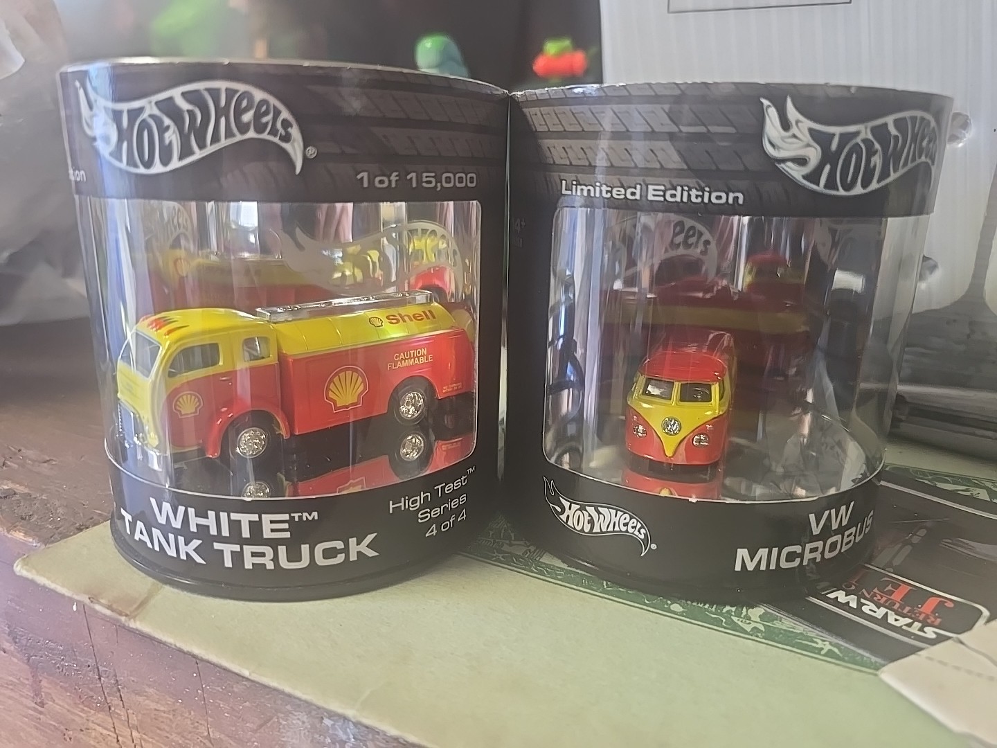 HOT WHEELS SHELL OIL LOT # VW DRAG MICROBUS + #4 TANK TRUCK w/ REAL RIDERS