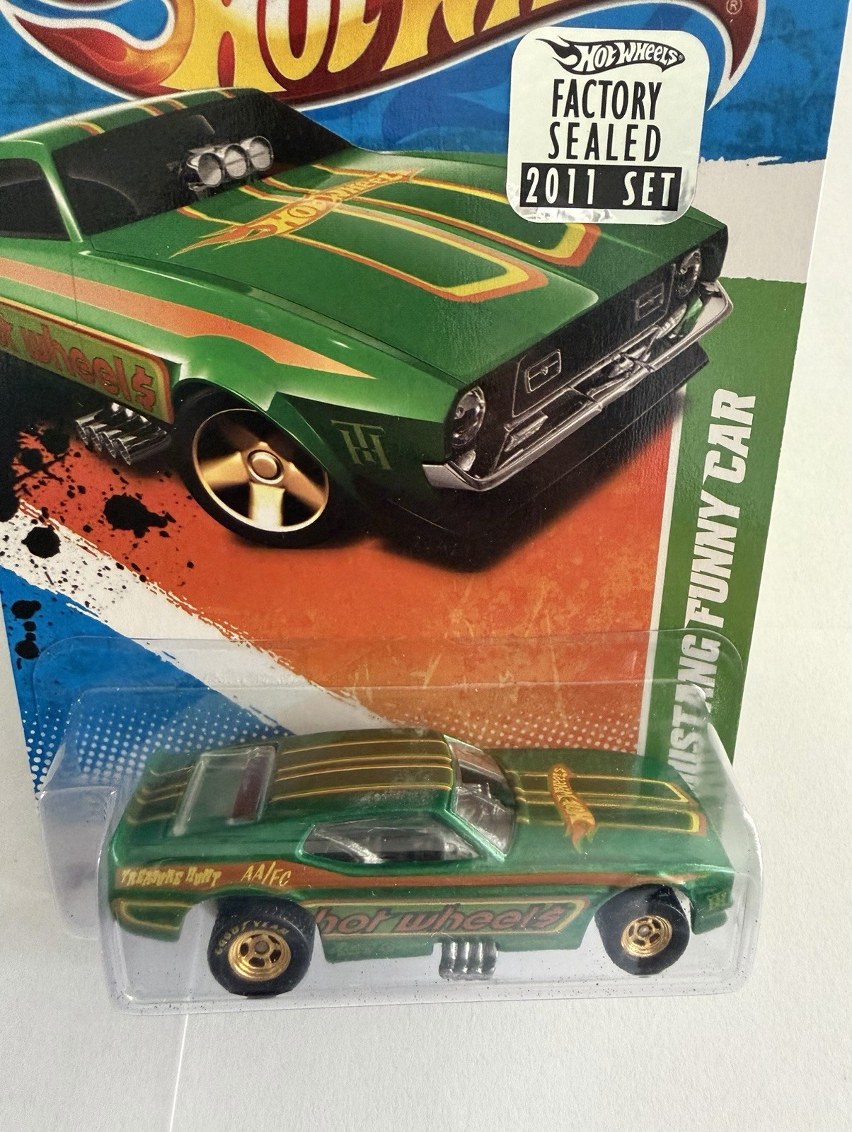 Hot Wheels 2011 Factory Sealed Sticker ‘71 Mustang Funny Car In Protector
