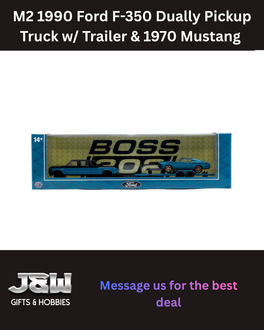 M2 1990 Ford F-350 Dually Pickup Truck w/ Trailer 1970 Mustang 36000-99 1/64