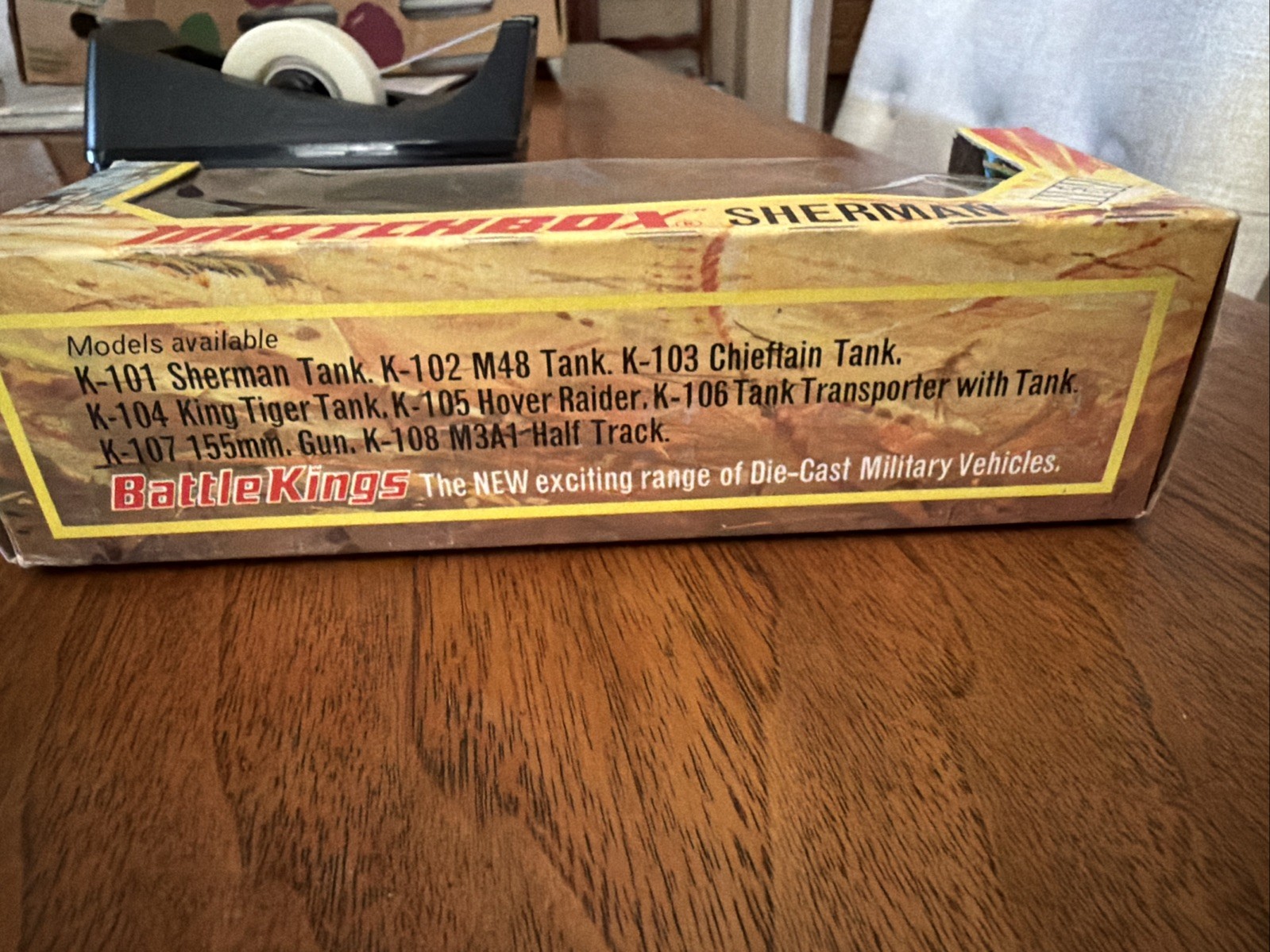 Matchbox Battle Kings Sherman Tank K-101 1974 Vintage with Soldier’s/Orig Box