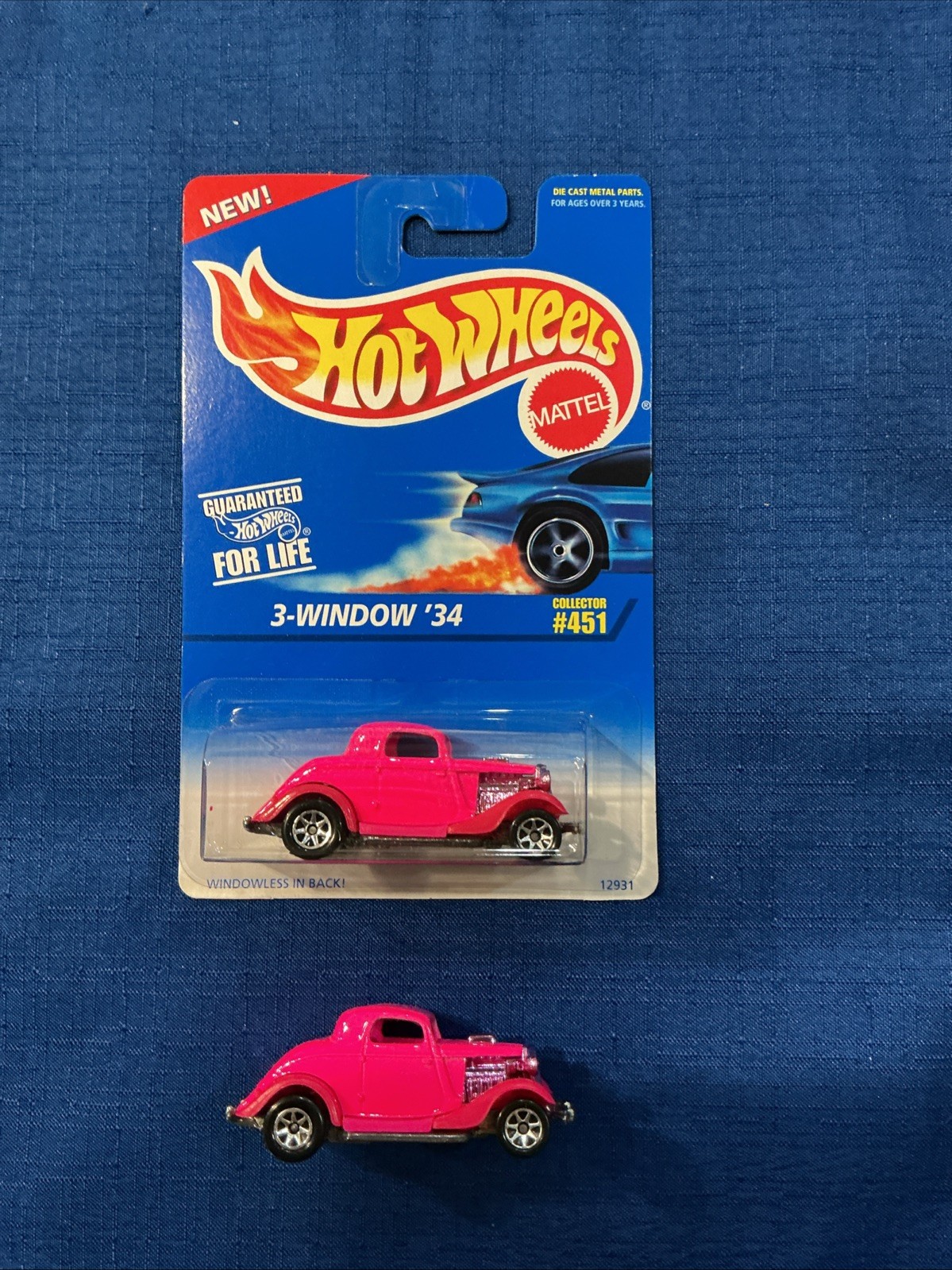 2 Vintage 1995 Hot Wheels Collectors #451 Pink 3-Window ‘34 Both New