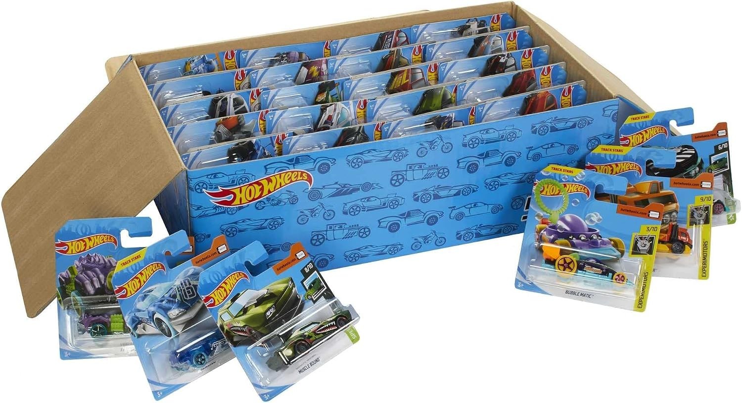 Hot Wheels Toy & 50-Pack of 1:64 Scale Vehicles, Individually Packaged (Styles M