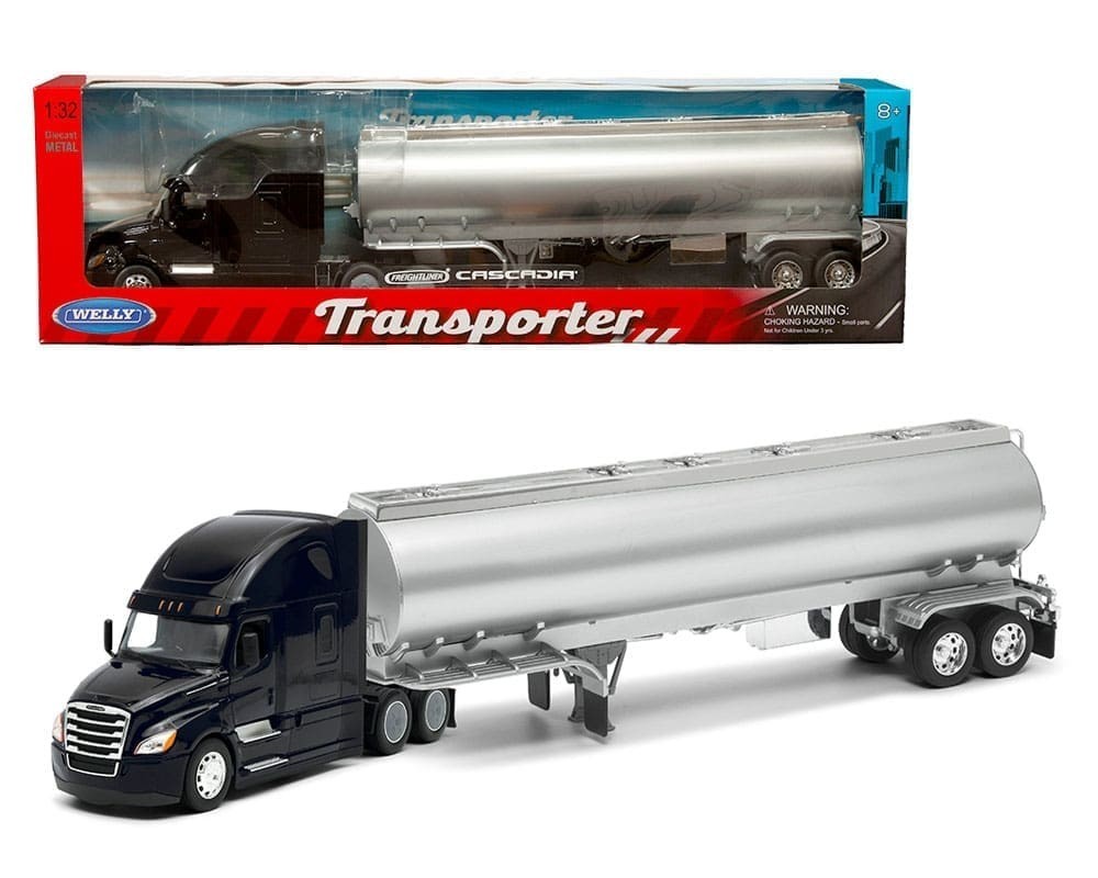 WELLY TRANSPORTER FREIGHTLINER CASCADIA TANKER 1/32 w/ SILVER TANKER BLACK 32697
