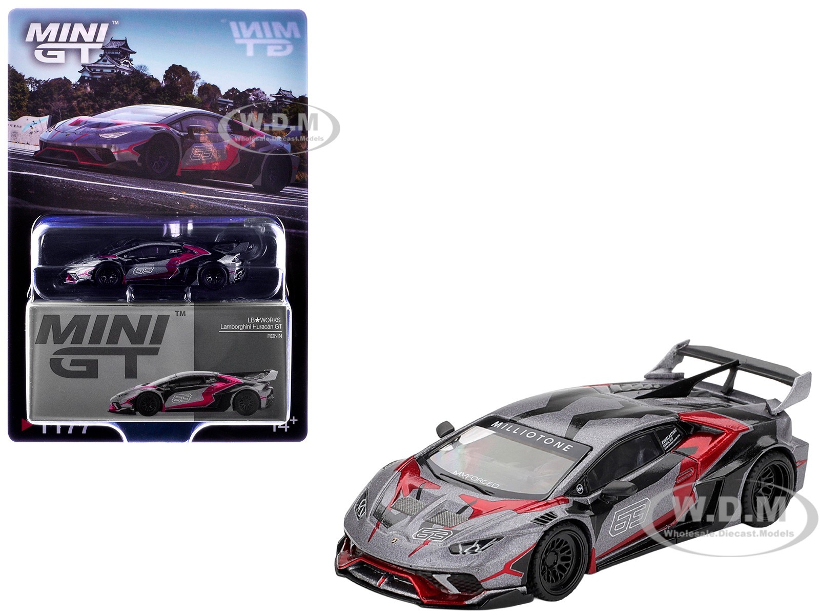 LAMBORGHINI HURACAN GT LB-WORKS “RONIN” GRAY 1/64 DIECAST BY MINI GT MGT01177