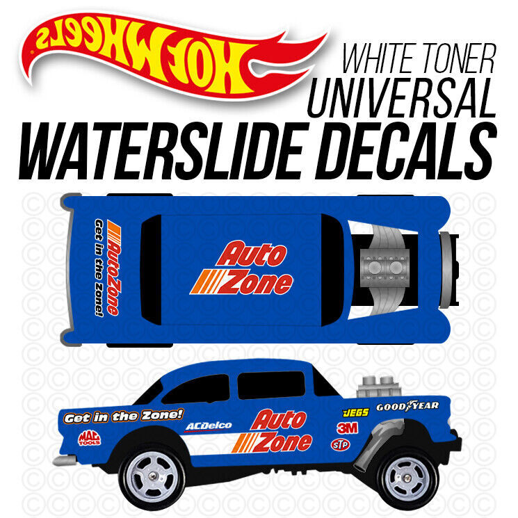 1/64 AUTO PARTS GASSER Custom White Toner Universal WaterSlide Decal Hot Wheels