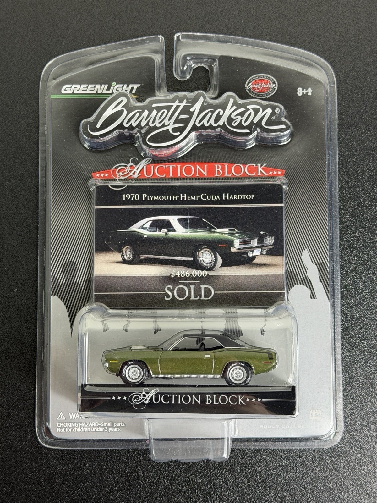Greenlight Barrett Jackson Auction Block 1970 Plymouth Hemi Cuda Hardtop 1:64