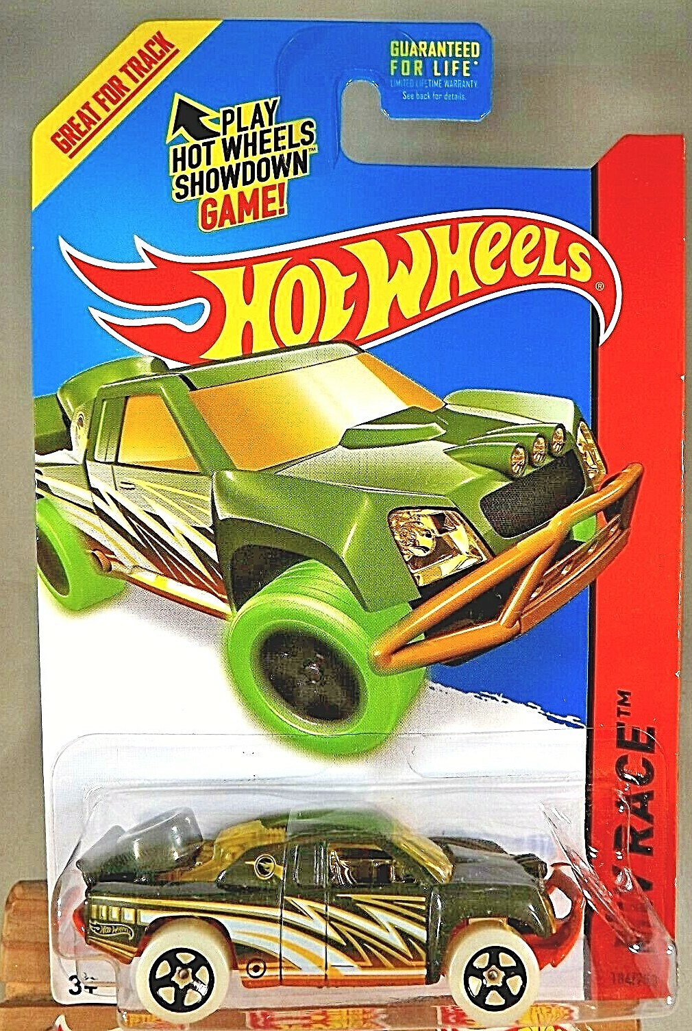 2014 Hot Wheels Treasure Hunt #184 HW Race-NightStorm OFF TRACK Green w/GlowWhls