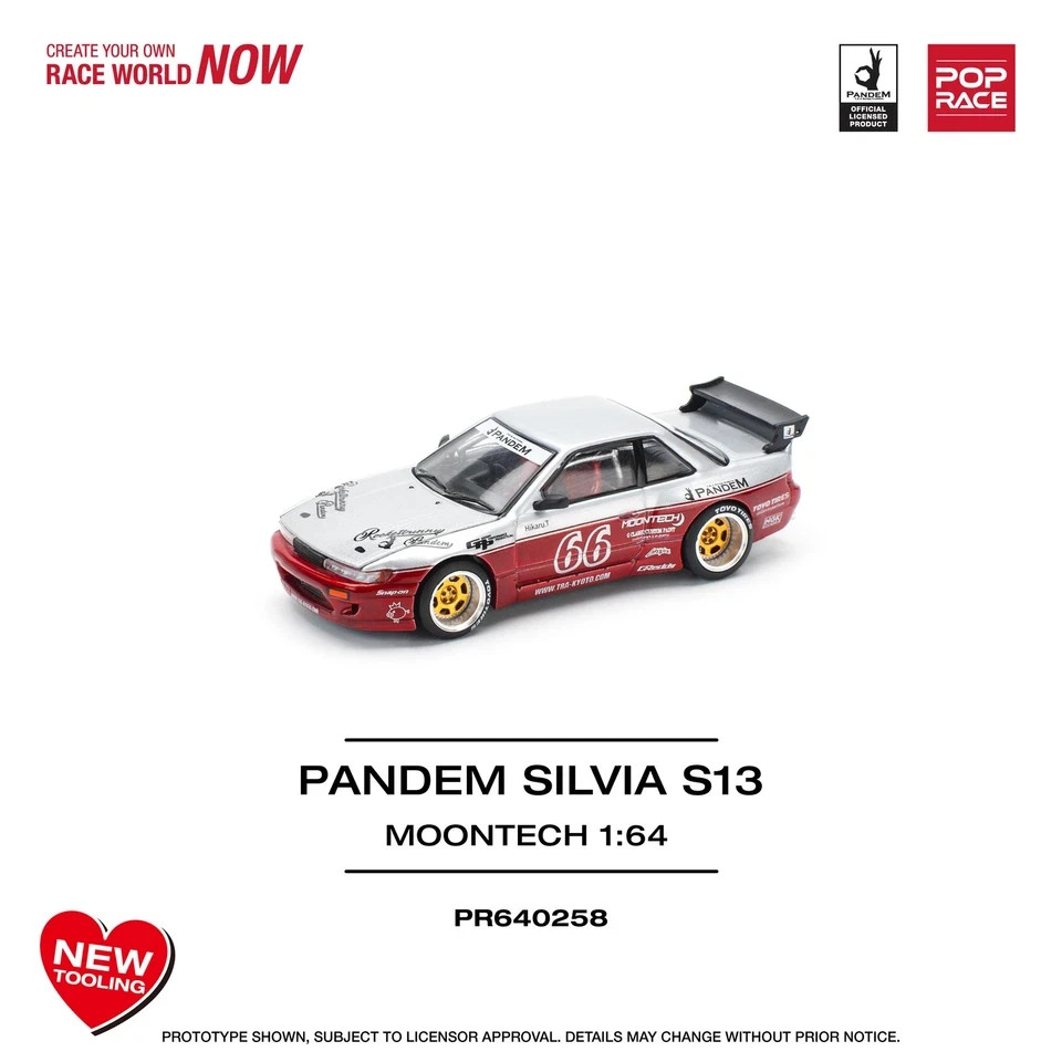 POPRACE 1/64 PANDEM SILVIA S13 – MOONTECH RED (NEW TOOLING) PR640258