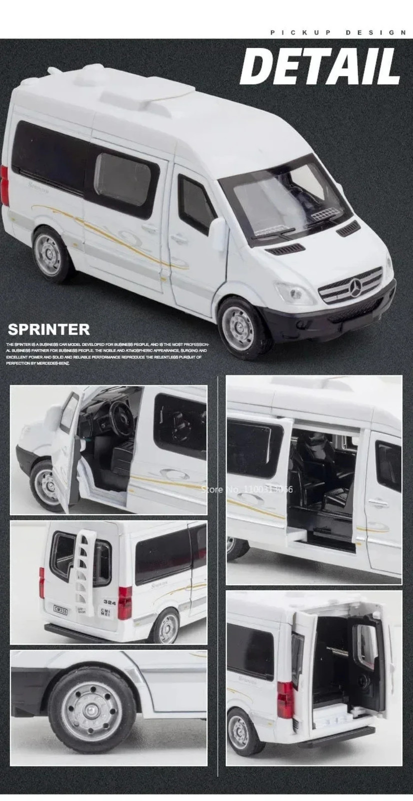 1:32 Sprinter Coaster Alloy Diecast Toys Cars Models Vehicles Pull Back with Sou