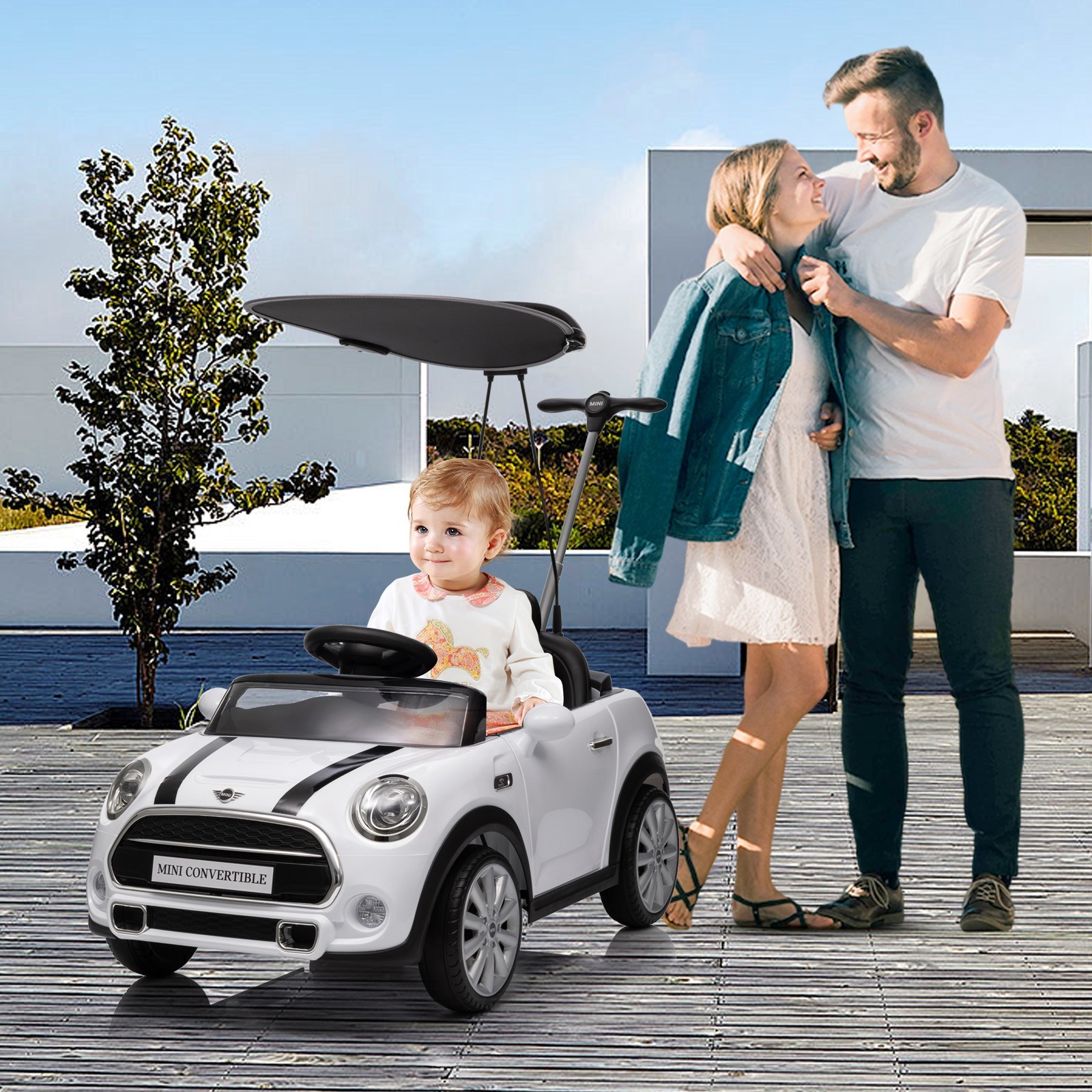 MINI Push Car for Toddlers-Adjustable Push Rod,Horn,Seat Belt for Kids 1-3 Years