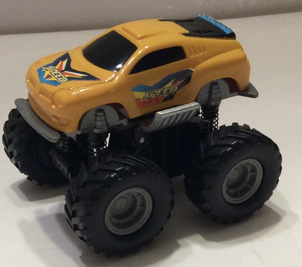 Generic Brand Yellow Monster Truck 4X4 Pullback Action “Speed” Toy