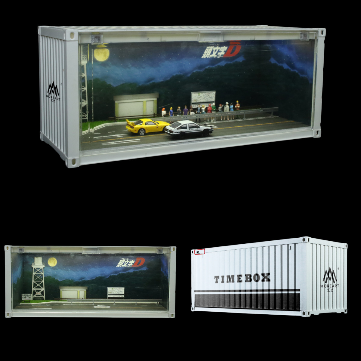 1/64 Diorama Diecast Model LED Garage Container Street Buildings Display Case