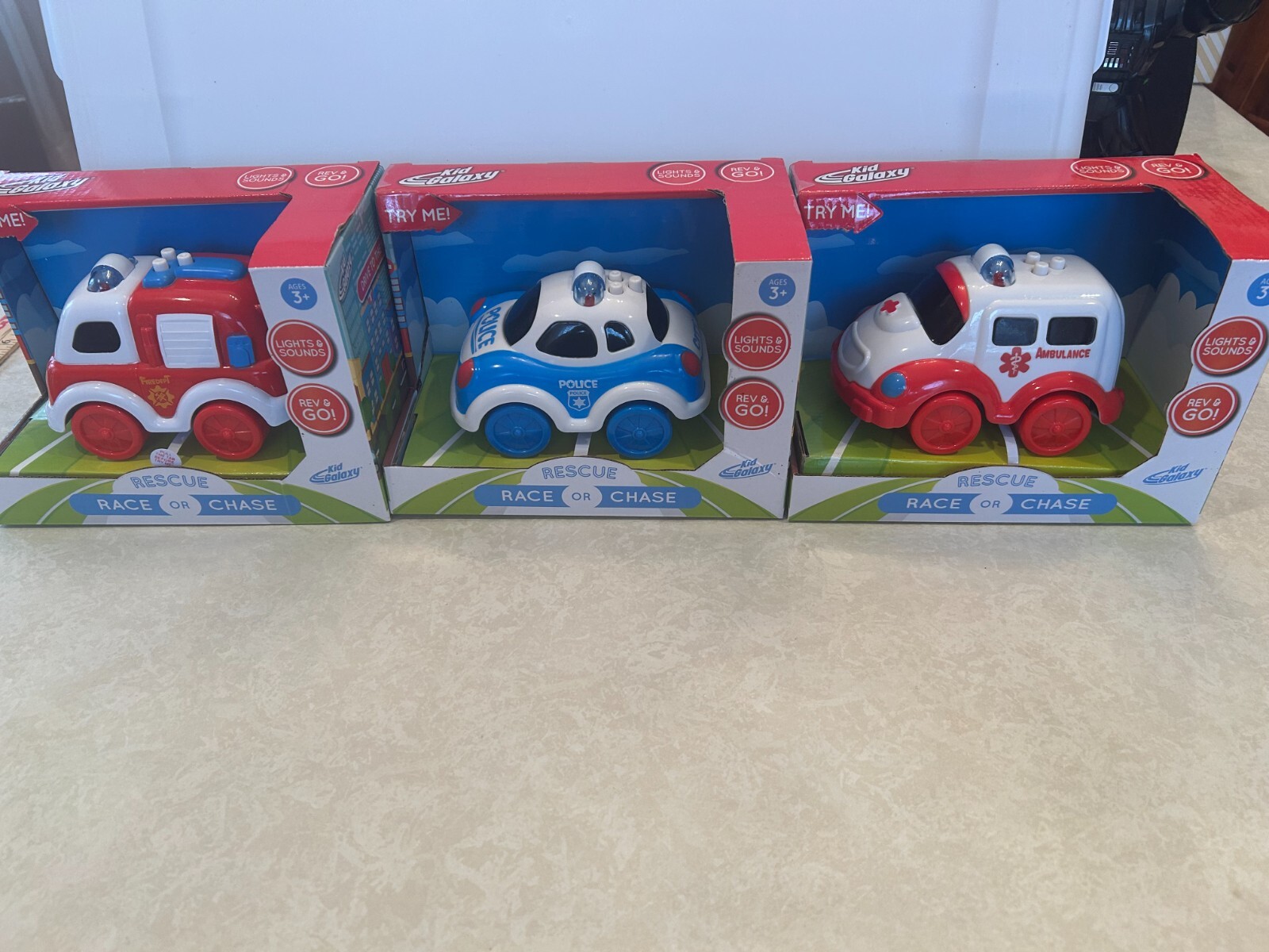 Lot of 3 – Kid Galaxy – Rescue Race Or Chase – Police/Fire/Ambulance – NIB