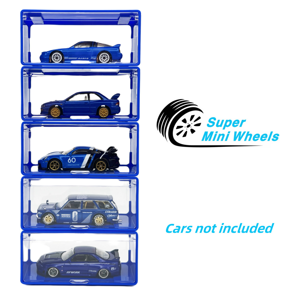 Super Mini Wheels 1:64 Display Case 5-Pack Clip On Storage Box for 1/64 Cars