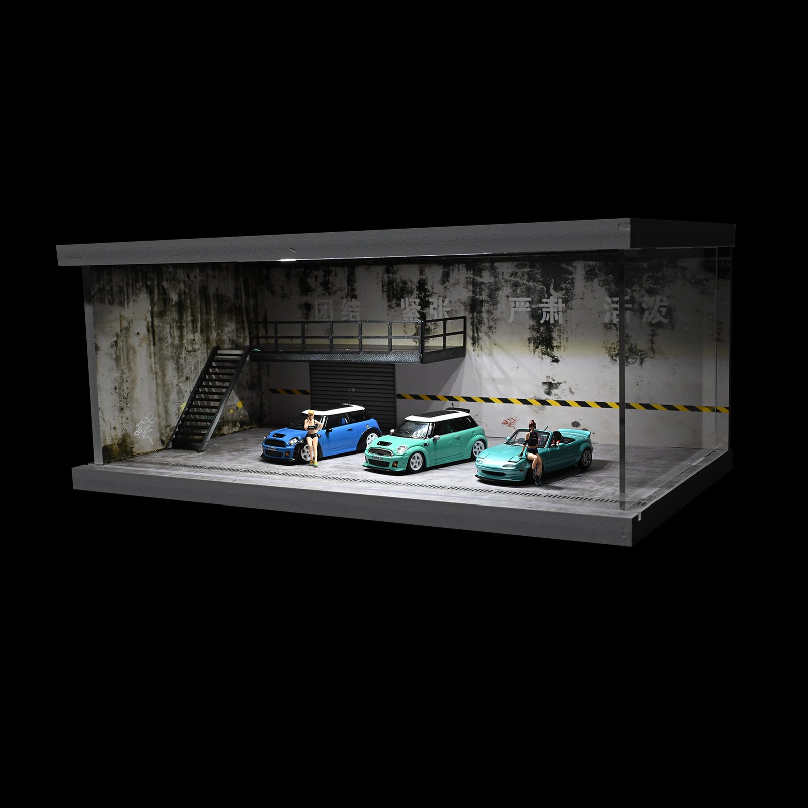 Diorama 1/64 Car Showroom Model LED Lighting Car Garage Backdrop Scene Model Toy