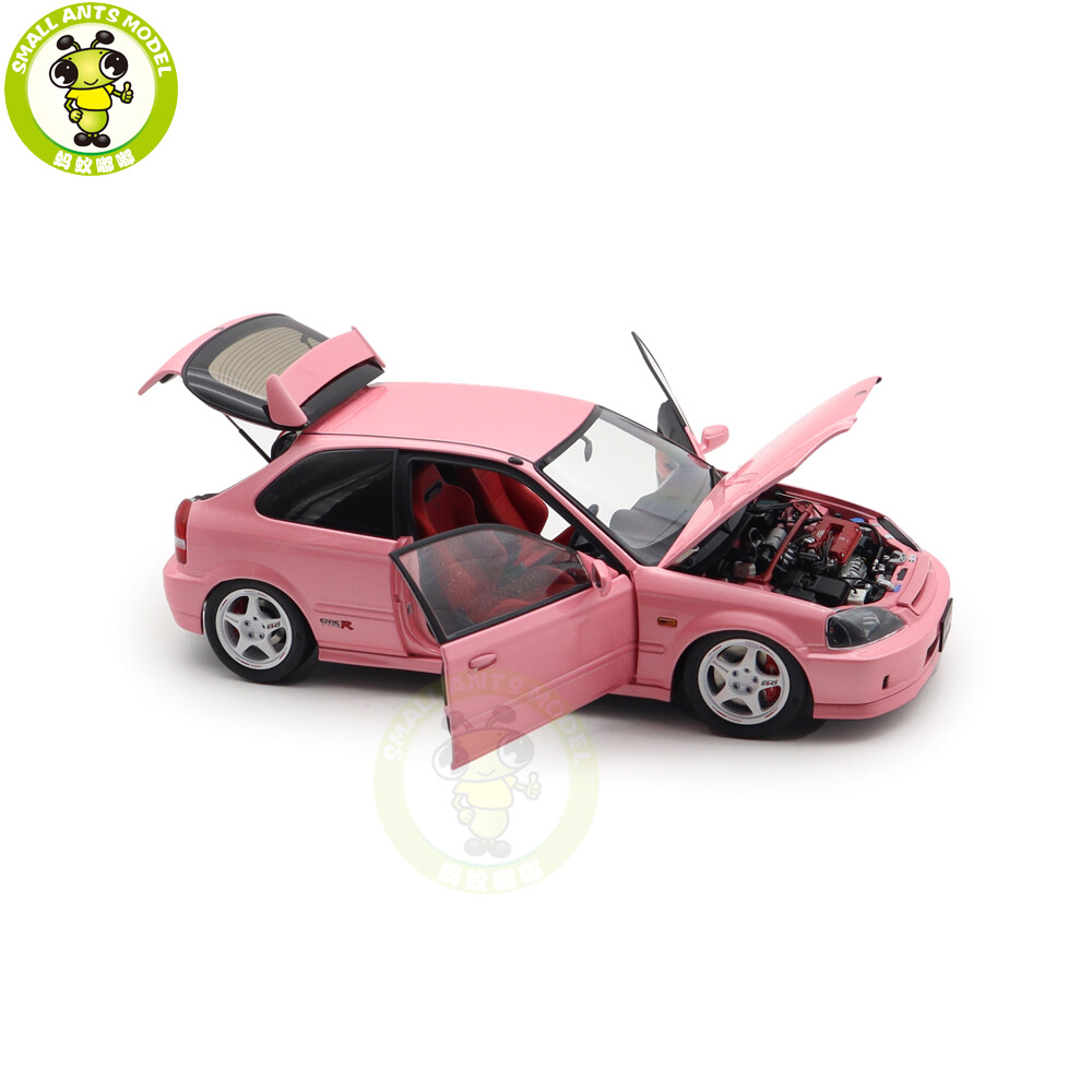 1/18 MOTORHELIX Honda CIVIC Type R EK9-120 Pink EVO Wheels Diecast Model Car